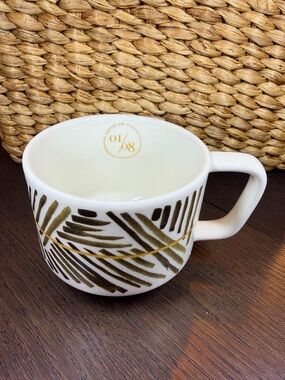 Starbucks White, Brown and Gold Brushstroke Patterned Ceramic Mug